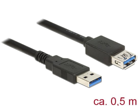 Kabel DELOCK, USB 3.0 (M) na USB (Ž), produžni, 0.5 m