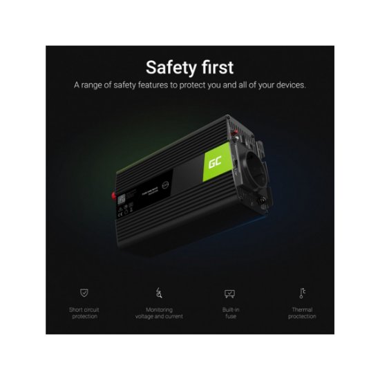 Strujni inverter GREEN CELL, 12V na 230V, 500W/1000W (INV03DE)