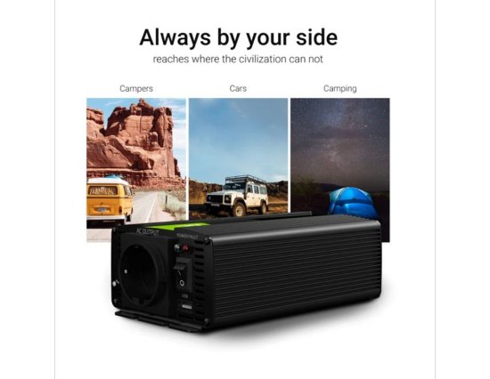 Strujni inverter GREEN CELL, 12V na 230V, 1000W/2000W Pure Sine Wave (INV09)