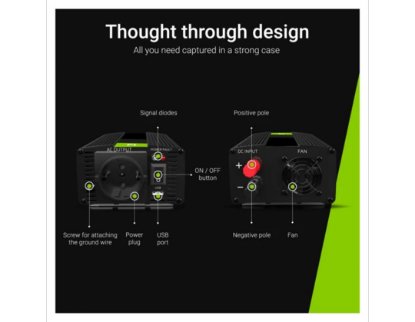 Strujni inverter GREEN CELL, 12V na 220V, 1000W/2000W (INV08)