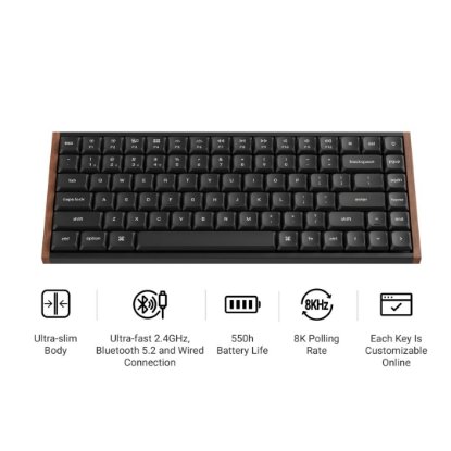 Tipkovnica KEYCHRON K3 Ultra, RGB, Milk POM Red Switch, UK Layout, bežična, crna