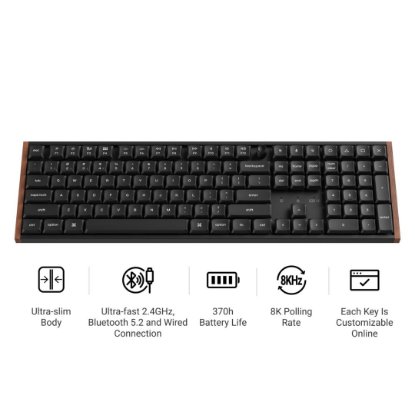 Tipkovnica KEYCHRON K5 Ultra, RGB, Milk POM Red Switch, UK Layout, bežična, crna