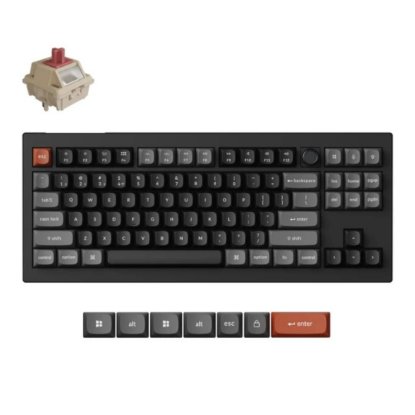 Tipkovnica KEYCHRON V3 Ultra, RGB, Silk POM Red Switch, UK Layout, bežična, crna