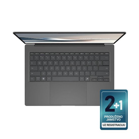 Laptop ASUS Zenbook 14 UX3407RA-QD026X / Snapdragon Elite X1E 78 100, 32GB, 1TB SSD, Qualcomm Adreno, 14" WUXGA OLED, Windows 11 Pro, sivi