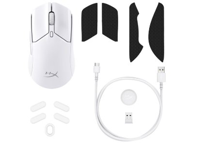 Miš HYPERX Pulsefire Haste 2 Wireless 6N0A9AA, 26000 DPI, bežični, bijeli
