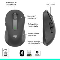 Miš Signature M650, optički, bežični, BT, 4000dpi. crni + podloga za miš, crna