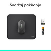Miš Signature M650, optički, bežični, BT, 4000dpi. crni + podloga za miš, crna