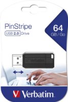 Memorija USB FLASH DRIVE 64 GB, VERBATIM, PinStripe, crni