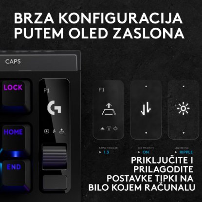 Tipkovnica LOGITECH PRO X2 Rapid, mehanička, crna