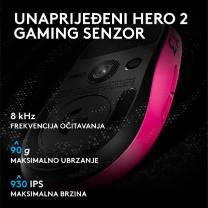 Miš LOGITECH PRO X3 Superstrike, Gaming, optički, 48000dpi, USB, magenta