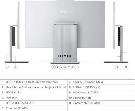 Računalo AiO LENOVO IdeaCentre AIO 27ILL11 F0JW003ASC / 27" FHD IPS, Intel Core Ultra 5 226V, 16GB, 512GB SSD, Intel Arc Graphics, WiFi, tipkovnica, miš, bez OS-a, sivo