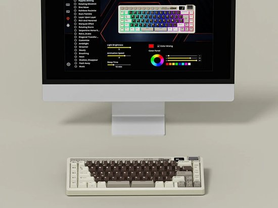 Tipkovnica ROYAL KLUDGE RK-M70, mehanička, Cream linear switch, bežična, US layout, smeđa