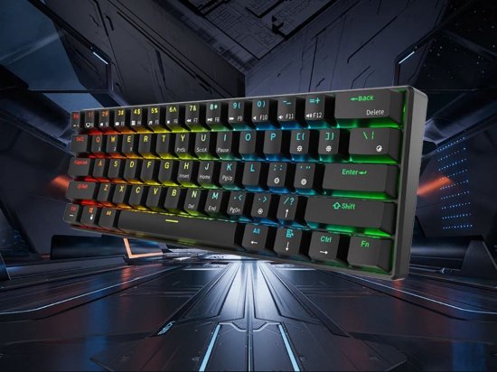 Tipkovnica ROYAL KLUDGE RK-61, mehanička, Brown switch, bežična, US layout, crna