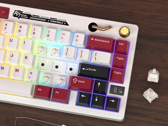 Tipkovnica ROYAL KLUDGE M65, mehanička, Cream switch, bežična, US layout, Famicom