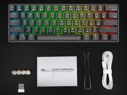 Tipkovnica ROYAL KLUDGE RK-61, mehanička, Brown switch, bežična, US layout, crna