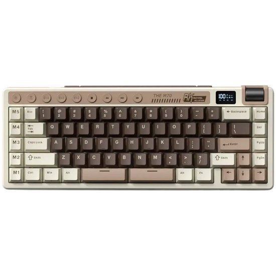 Tipkovnica ROYAL KLUDGE RK-M70, mehanička, Cream linear switch, bežična, US layout, smeđa