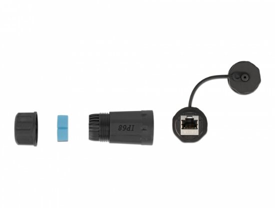 Adapter DELOCK RJ45 (Ž) na RJ45 (Ž) s kućištem i zaštitnom kapicom, otporan na vodu