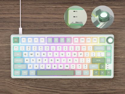 Tipkovnica ROYAL KLUDGE RK R75, mehanička, Brown switch, bežična, US layout, svijetlo plava