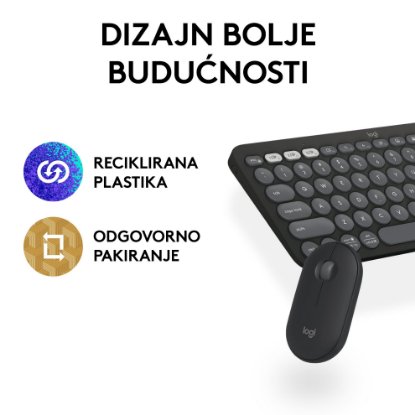 Tipkovnica + miš LOGITECH Pebble 2 Combo, bežična, crna