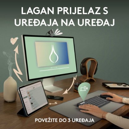 Tipkovnica + miš LOGITECH Pebble 2 Combo, bežična, crna