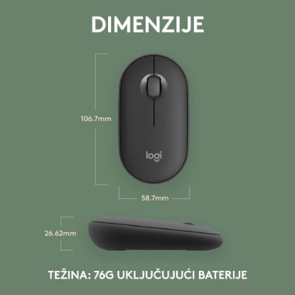 Miš LOGITECH M350s Pebble 2, optički, BT, crni