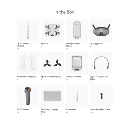 Dron DJI Neo Motion Fly More Combo, 4K kamera, 1-axis gimbal, vrijeme leta do 18 min, DJI Motion 3 daljinski upravljač, DJI naočale N3, bijeli