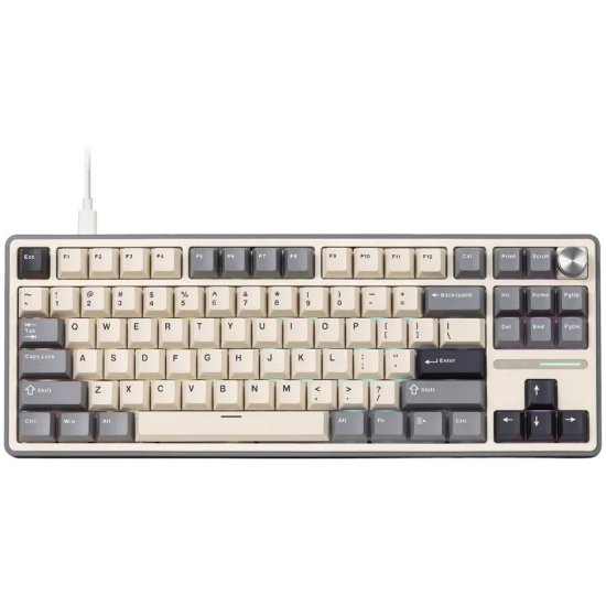 Tipkovnica ROYAL KLUDGE RK-R87PRO, RGB osvjetljenje, mehanička, Brown prekidači, žična, US raspored, 88 tipki, Half Grey