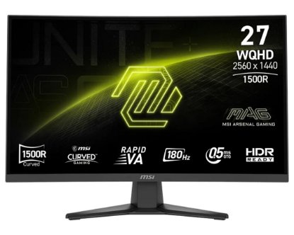 Monitor 27" MSI MAG 275CQF E18, 9S6-3CE91H-003, WQHD, Rapid VA, 250 cd/m2, 0,5 ms, 180 Hz, 2x HDMI, DP, zakrivljeni, crni