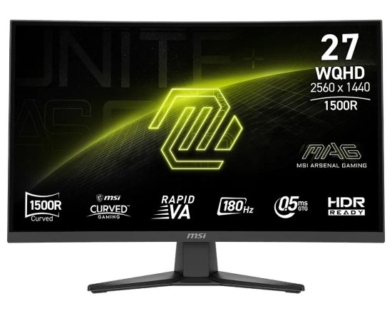 Monitor 27" MSI MAG 275CQF E18, 9S6-3CE91H-003, WQHD, Rapid VA, 250 cd/m2, 0,5 ms, 180 Hz, 2x HDMI, DP, zakrivljeni, crni
