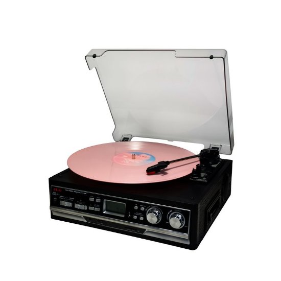 Gramofon AKAI ATT-15SE, FM radio, Kazetofon, USB, SD Card, BT, zvučnici, crni