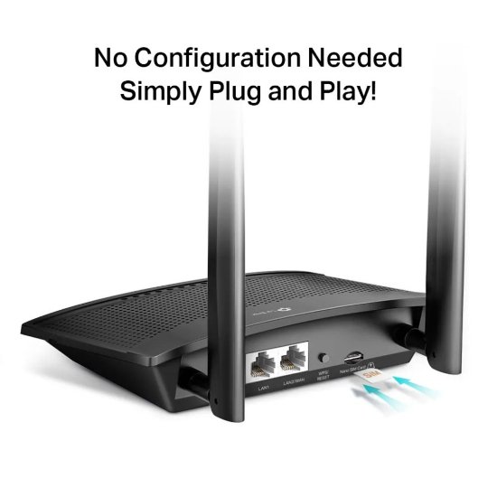 Router TP-LINK TL-MR100, 2-port switch 10/100 Mbps, bežični 4G LTE router, Wi-Fi N300, 2x odvojiva antena