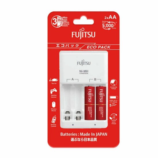 Punjač baterija FUJITSU FCT345-CEFXL(B), s punjivim AA baterijama, 2 komada