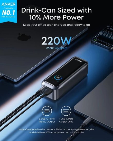 Prijenosna baterija ANKER Prime 20K, 20000 mAh, 220W, crna