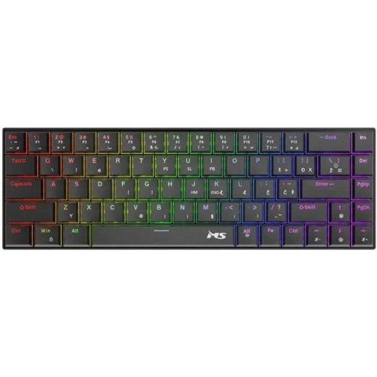Tipkovnica MS ELITE K-702C, mehanička, Red Switch, US ANSI layout, RGB, USB, žičana, crna
