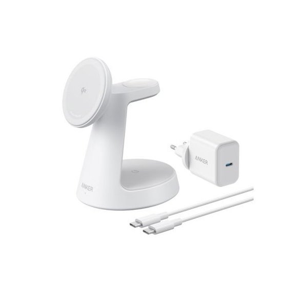 Bežični punjač ANKER, Dock Stand, Mag Go 3u1, B25M4G21, 15W, bijeli