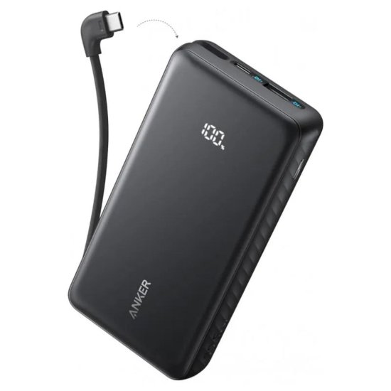 Mobilni USB punjač ANKER Zolo A110D, 10000mAh, brzo punjenje 22,5W, ugrađeni USB-C kabel, crni
